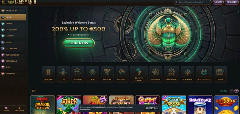 theme du site Talismania Casino