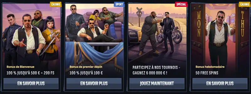 bonus et promotions sur Mafia casino