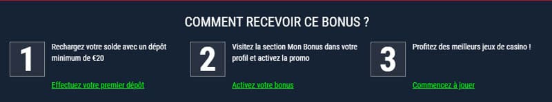 comment recevoir le bonus chez casinado