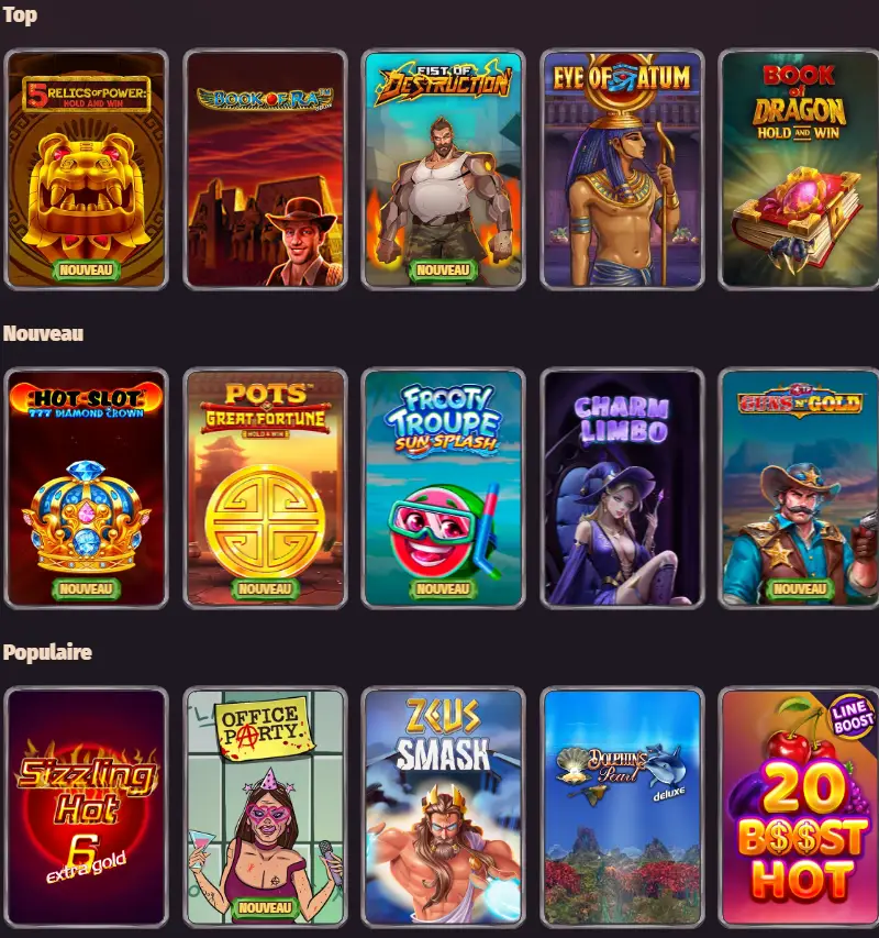jeux de casino sur DRAGONIA