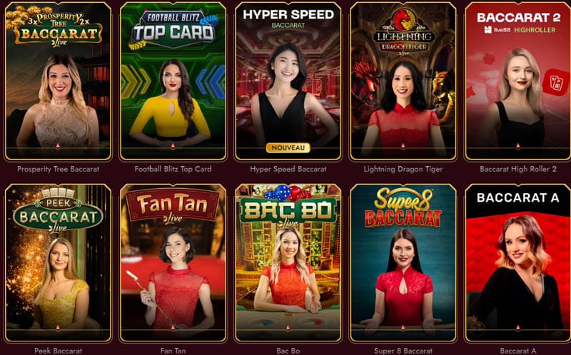 jeux en direct sur GrandClub Casino