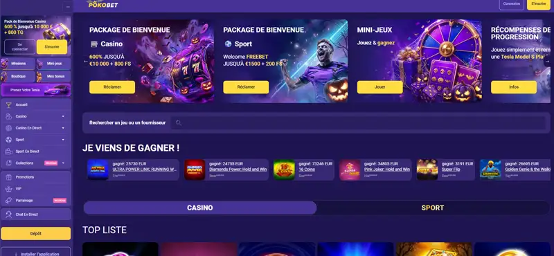 homepage de pokobet casino