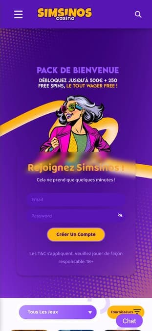 Version mobile de Simsinos