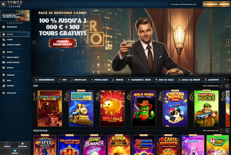 Page d'acceuil de Tower Casino