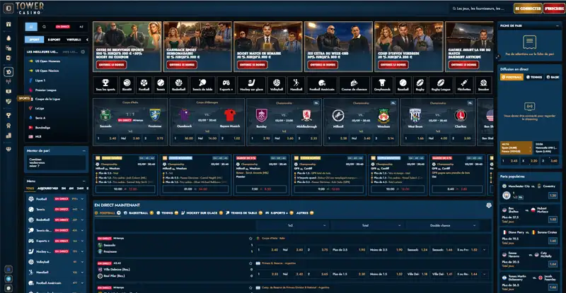 Paris sportifs disponibles sur Tower Casino